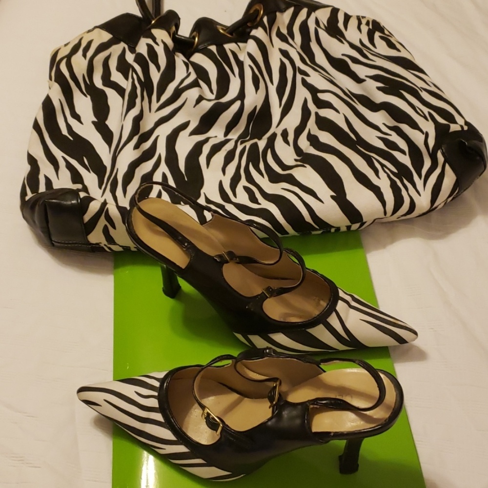 Matching zebra print bag and shoes